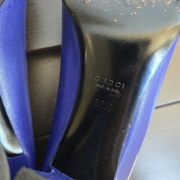 Gucci blue leather pumps 38.5 US 8.5 made in Italy 3.5" heel - Picture 7 of 11